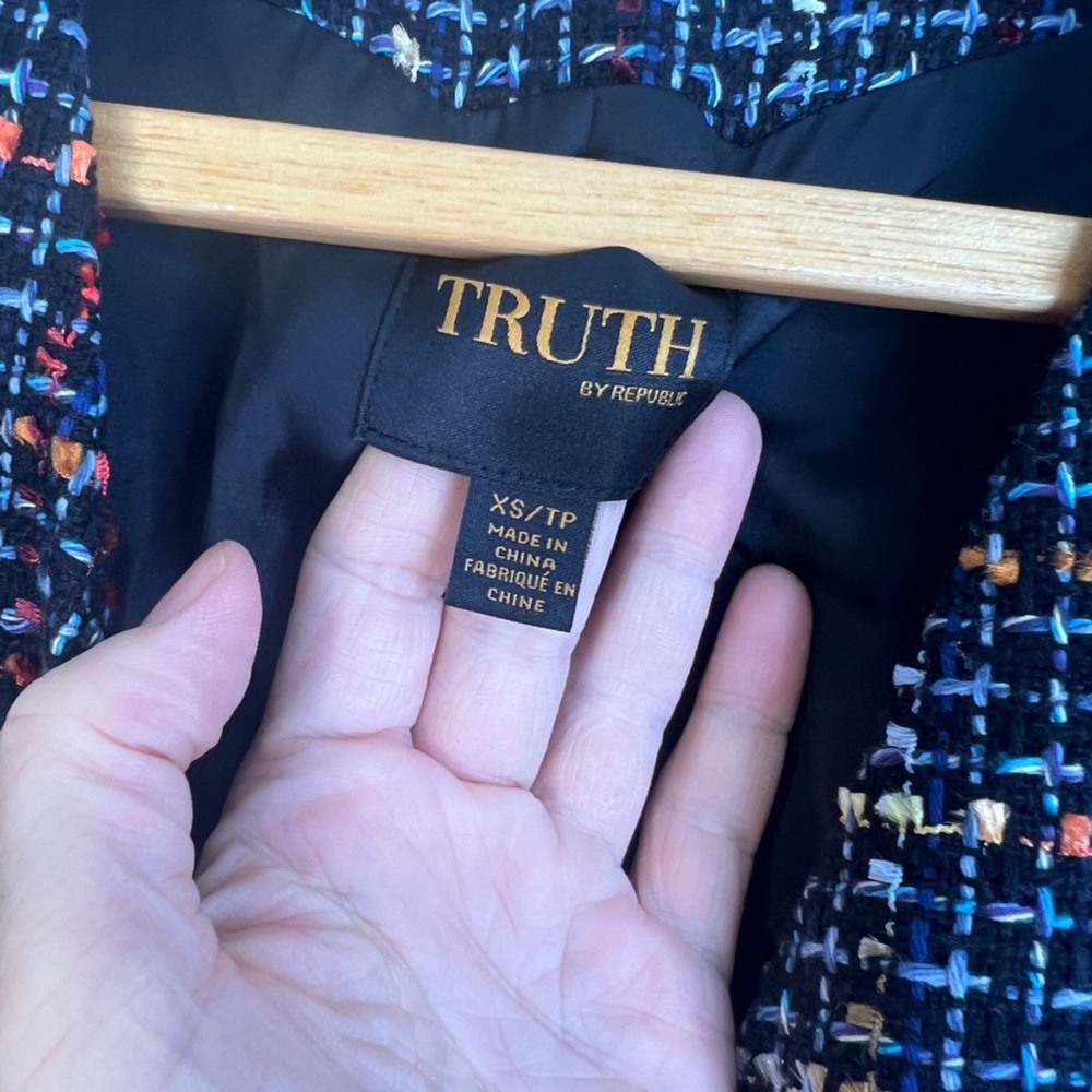 Truth by Republic Tweed Blazer Longline Single Breasted Preppy Size XS Career - Picture 8 of 11